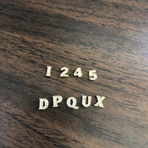 Origami Owl Gold Crystal Letter & Number Charms